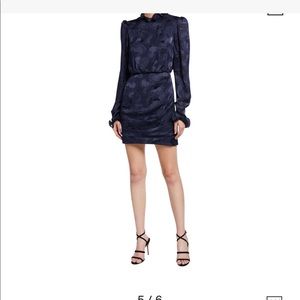 Saloni navy jacquard cocktail dress